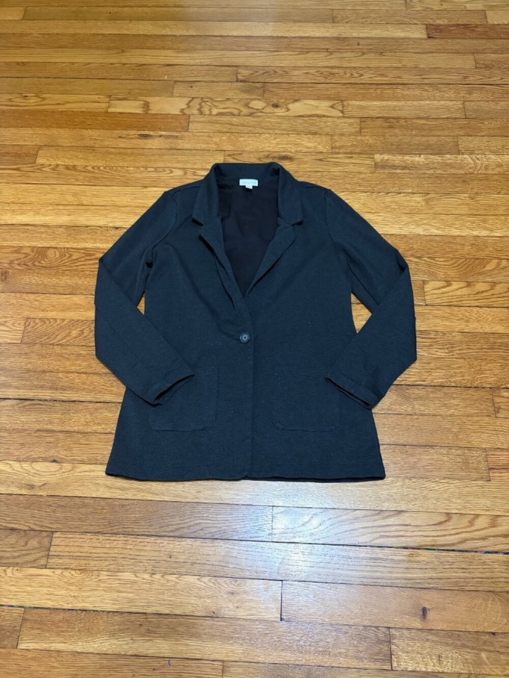 Garnet Hill Women's Blazer Jacket Size 2 Black 1 Button Career Stretch Lined